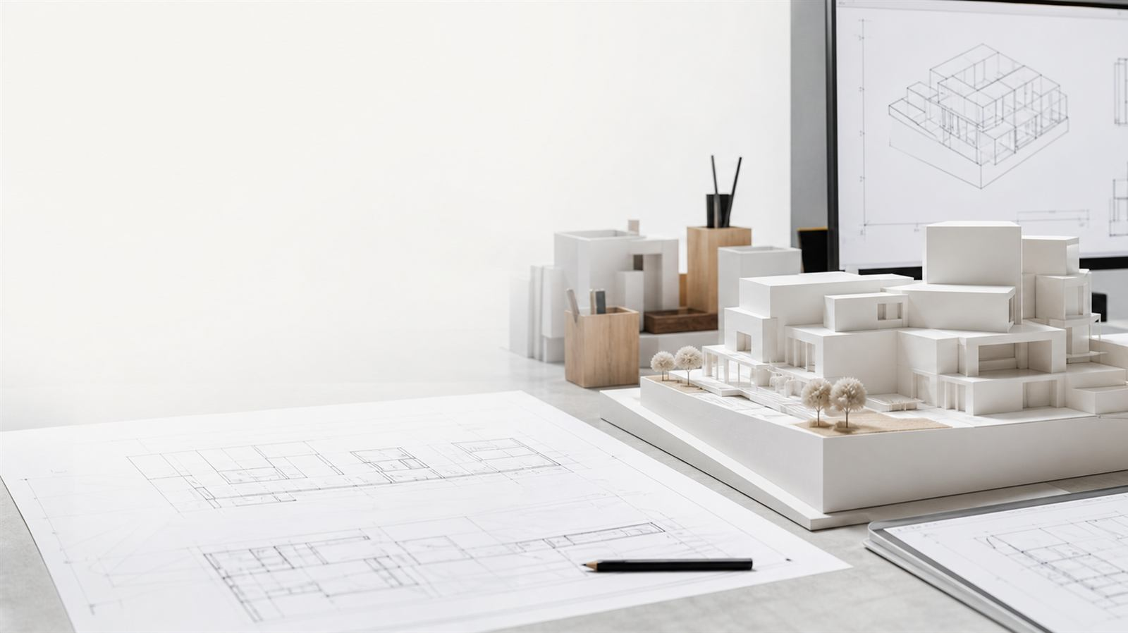 Architectural model and drawings
